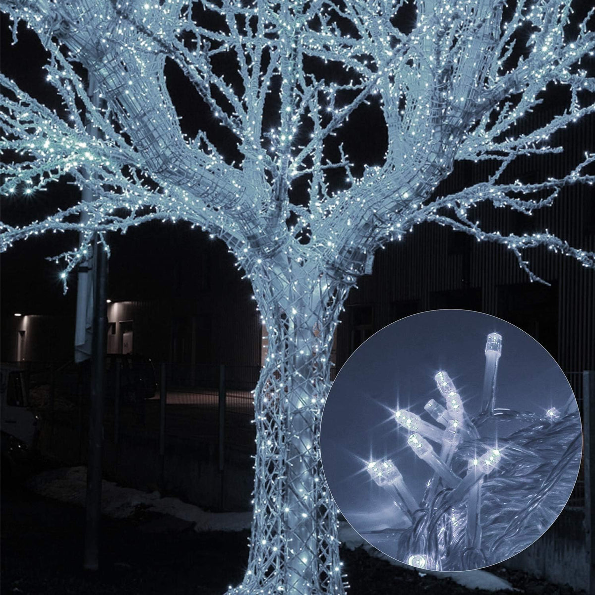 LJLNION 300 LED String Lights Outdoor Indoor, Extra Long 98.5FT Super Bright Christmas Lights, 8