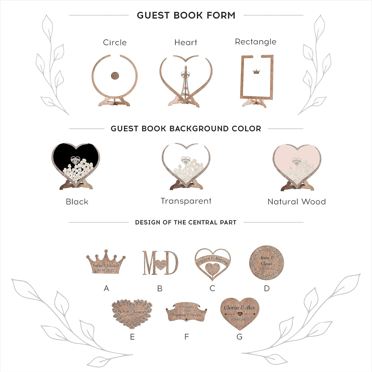Rustic Wedding Guest Book - Heart Frame Wedding Guest Book - Guest Book Sign - from 30 to 300
