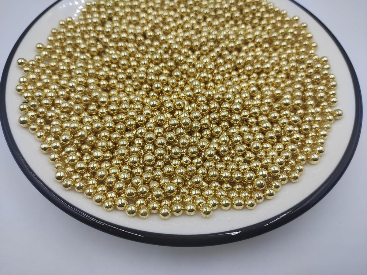 Gold Pearl Sugar Sprinkles 3.9 oz, 4mm Candy Pearls Ideal for Baking, Cake and Cupcake Toppers
