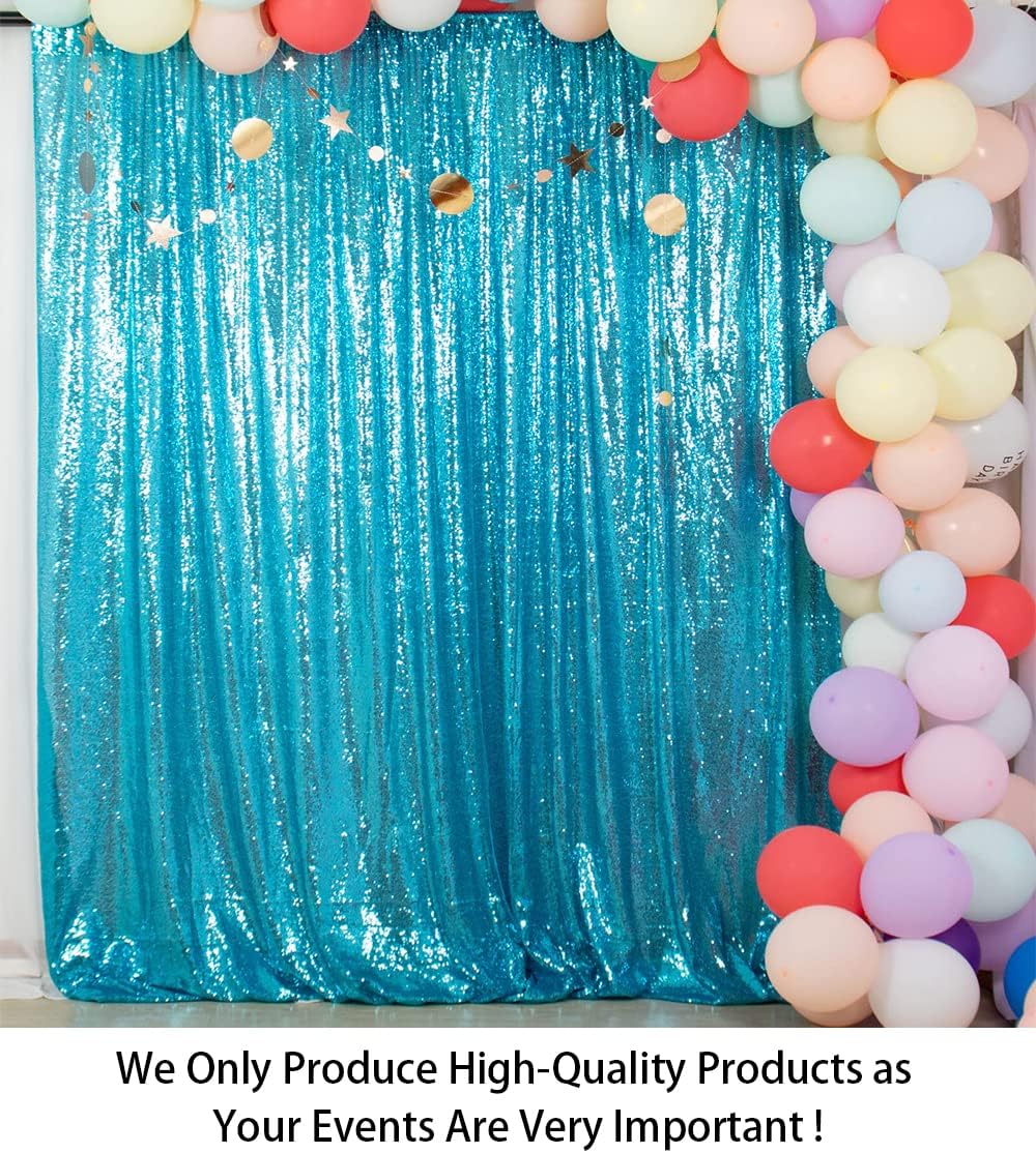 ShinyBeauty Turquoise Sequin Backdrop Curtain | 2 Panels 5Ft x 10Ft Glitter Wedding & Photography
