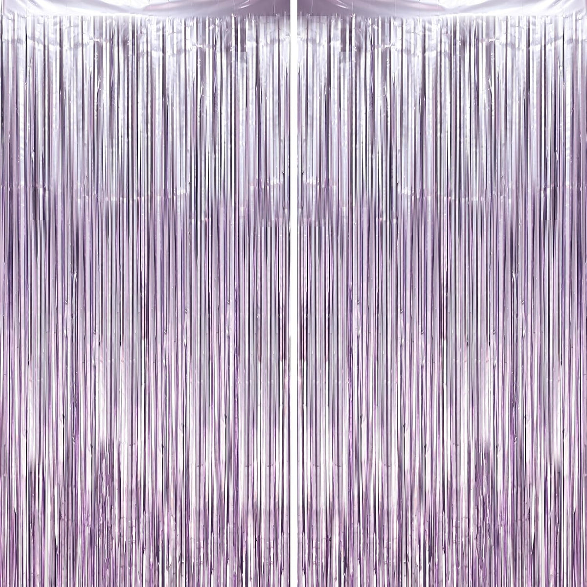 2 Pack Light Purple Foil Fringe Backdrop Curtains, Tinsel Streamers Party Decorations, Fringe