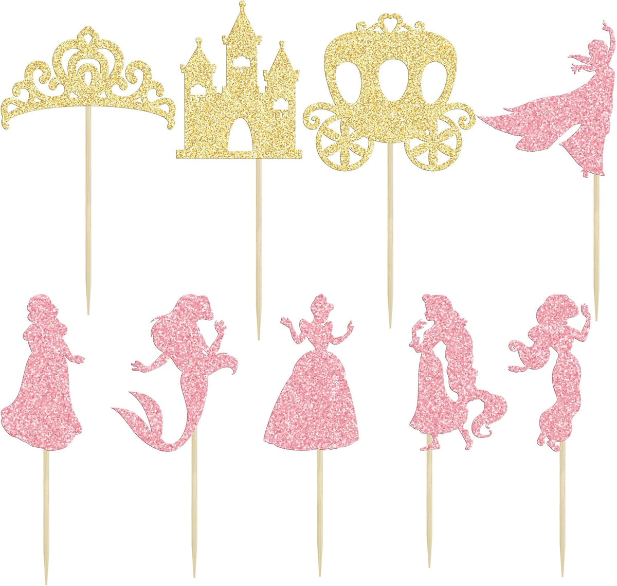 Gyufise 36Pcs Princess Cupcake Toppers Crown Castle Girl Cake Toppers Decorations Birthday Fruits