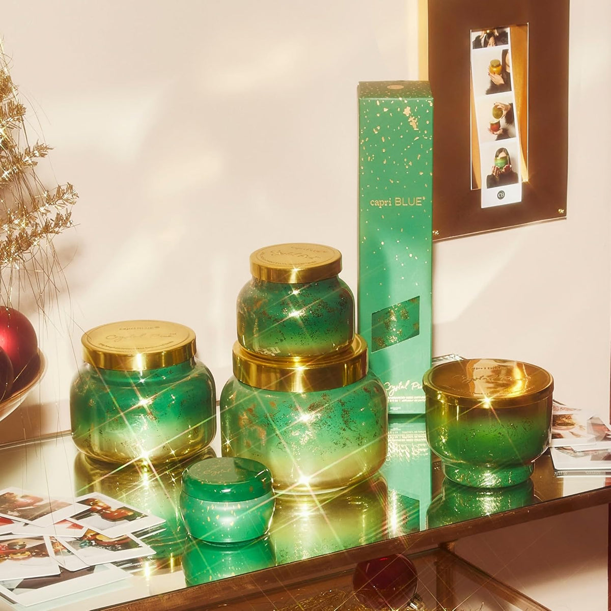 Capri Blue Crystal Pine Scented - Glimmer Inverted Jar Candles - Soy Candles - Holiday Candle with