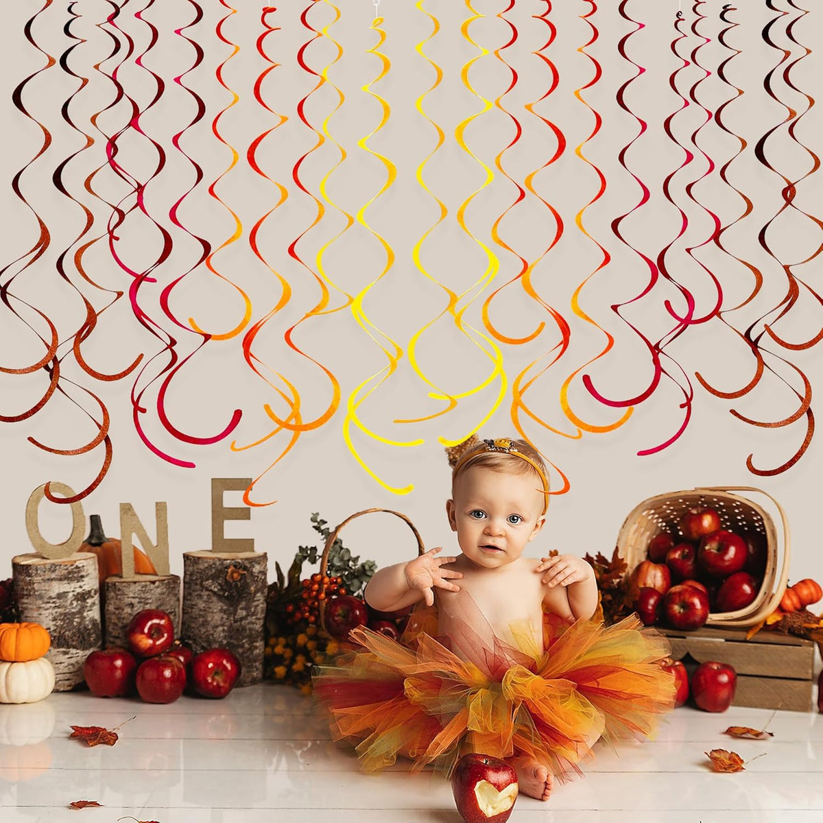 36 Pcs Fall Hanging Swirl Decorations Brown Burgundy Orange Yellow Felt Swirl Streamer Spiral