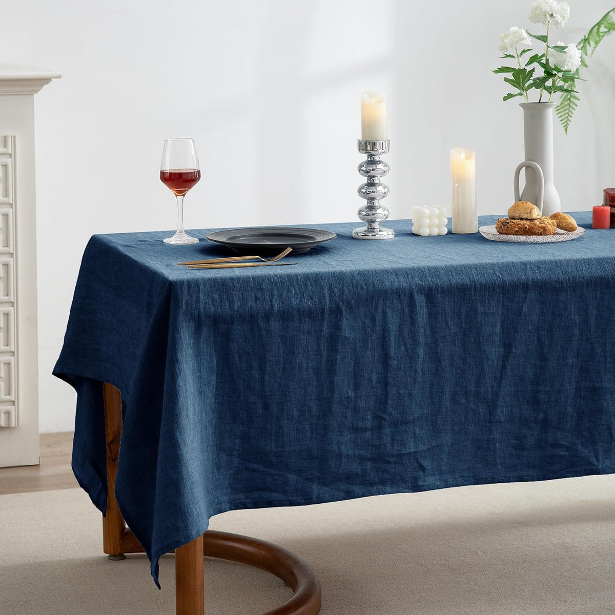 EVERLY 100% Pure Linen Rectangle Tablecloths 60x84Inches for Dining,Buffet