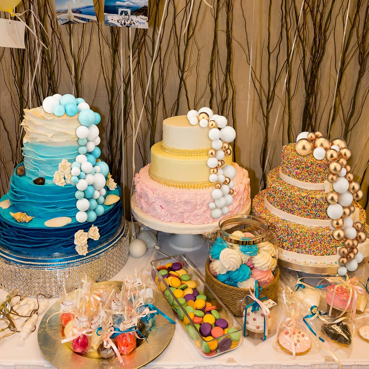 108 Pcs Balls Cake Topper DIY Cupcake Insert Foam Balloons for Cake Baking Wedding Anniversary