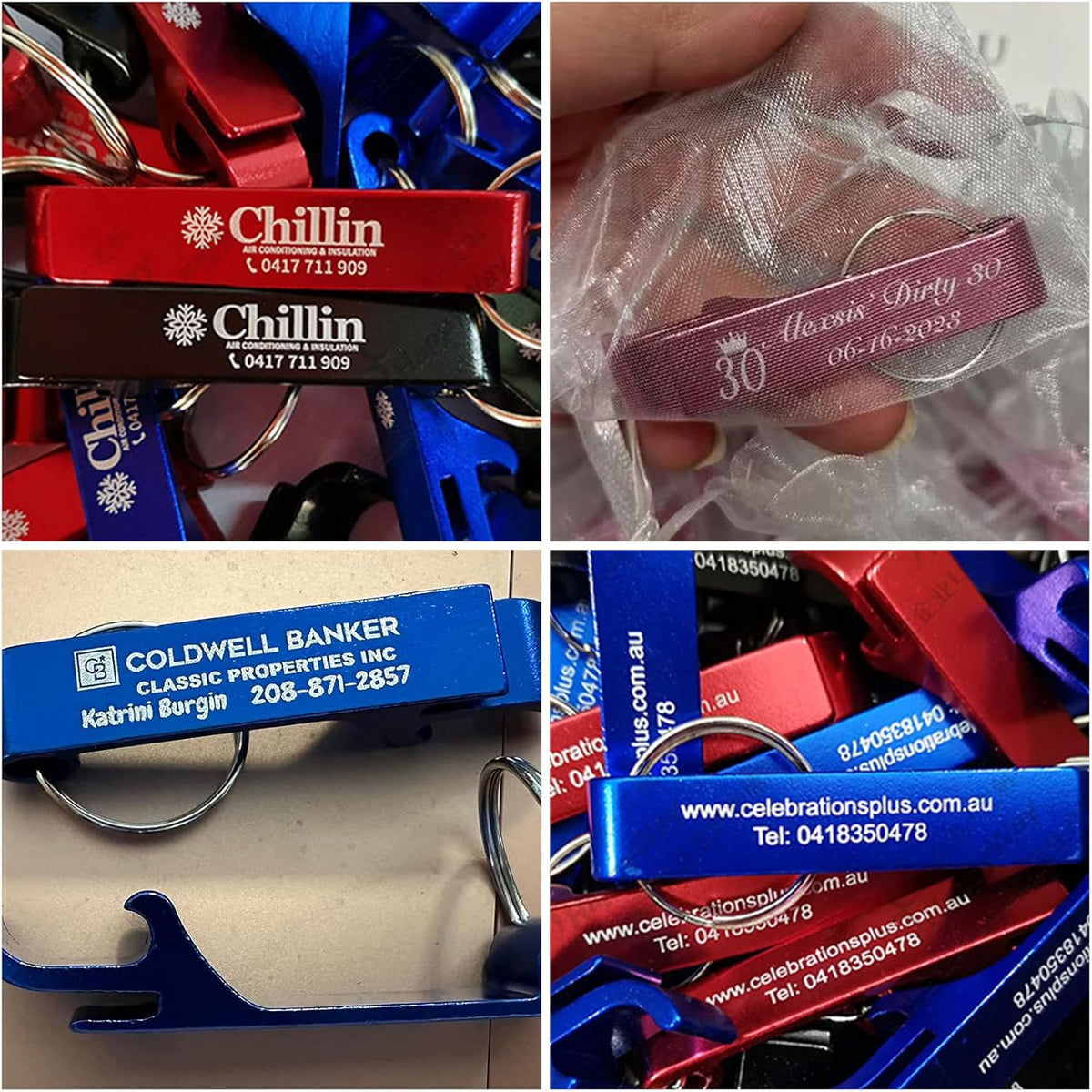 50pcs Personalized Bottle Opener Keychain Bulk Custom Engraved Text/Logo Keychains Customized Beer