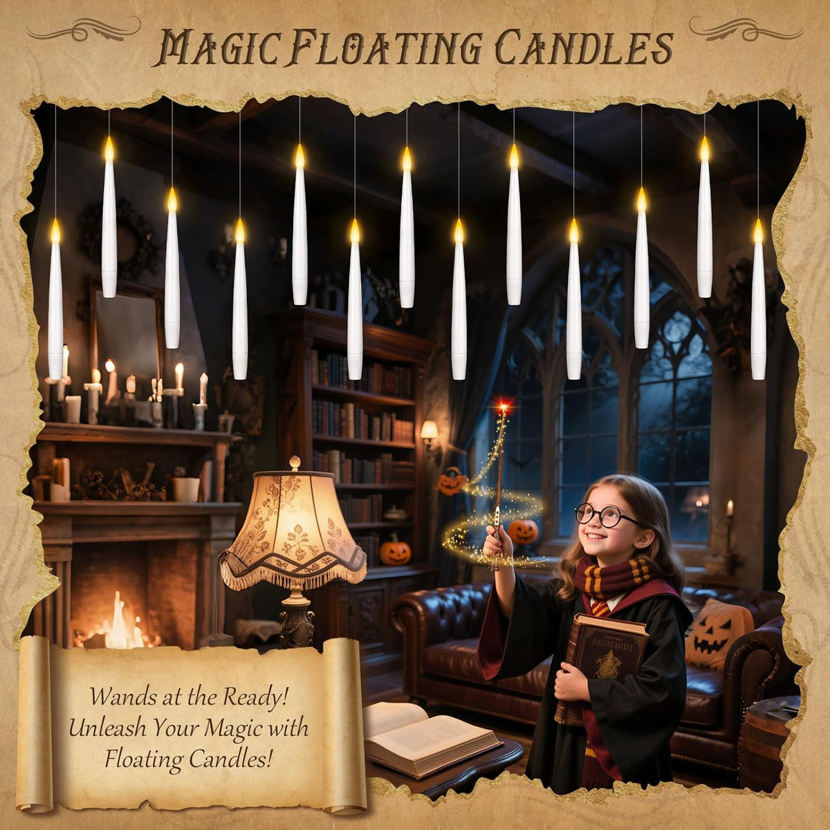 Halloween Decorations, 20 Pcs Floating Candles with Wand Remote, Battery (indluded) Operated Magic