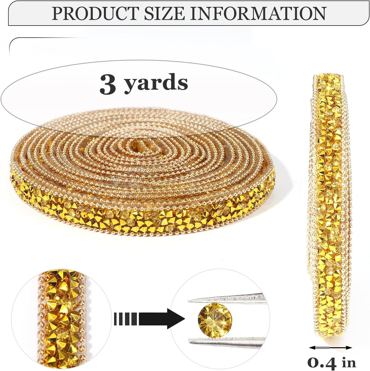 Rhinestone Ribbon 3 Yards Self Adhesive Rhinestone Strips Diamond Ribbon Sticker Crystal Roll