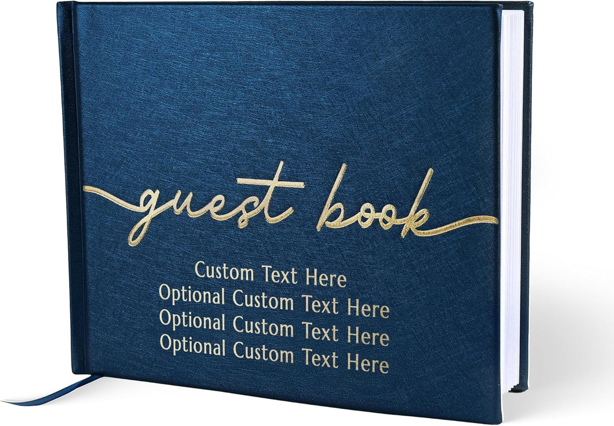 Promot Personalized Guestbook for Party (Sapphire Blue) - 110 Lined Pages in Wood-Free Vegan