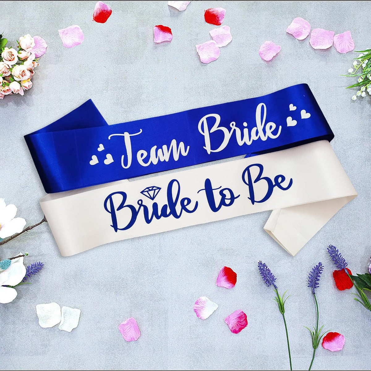 7 Pack Bachelorette Sashes Royal Blue, 1 White Bride to Be Sash and 6 Team Bride Sashes Bridal