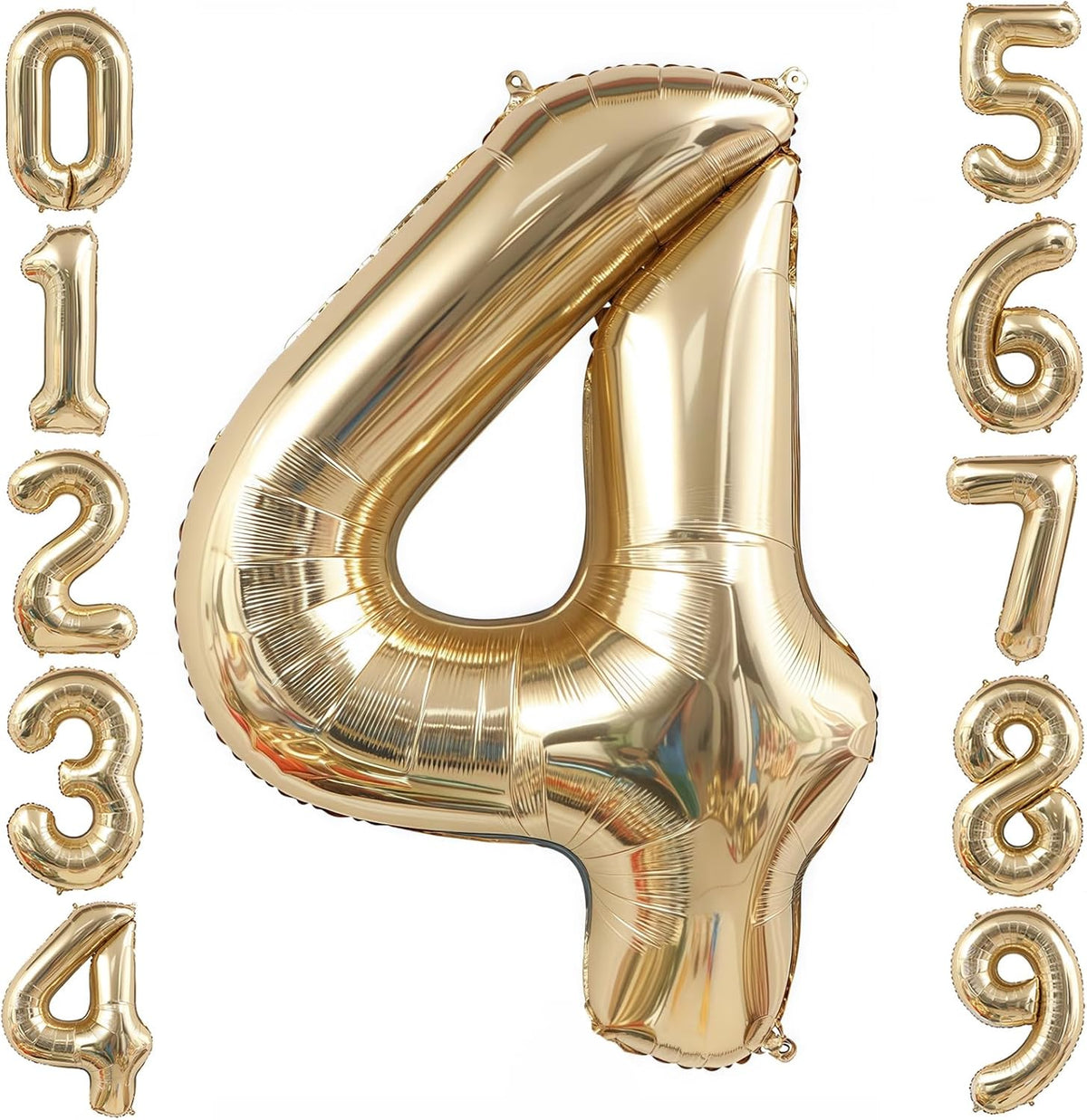 Champagne Gold 4 Balloon,40 Inch Light Gold Number 4 Balloon Big Foil Mylar Helium 4 Balloon for