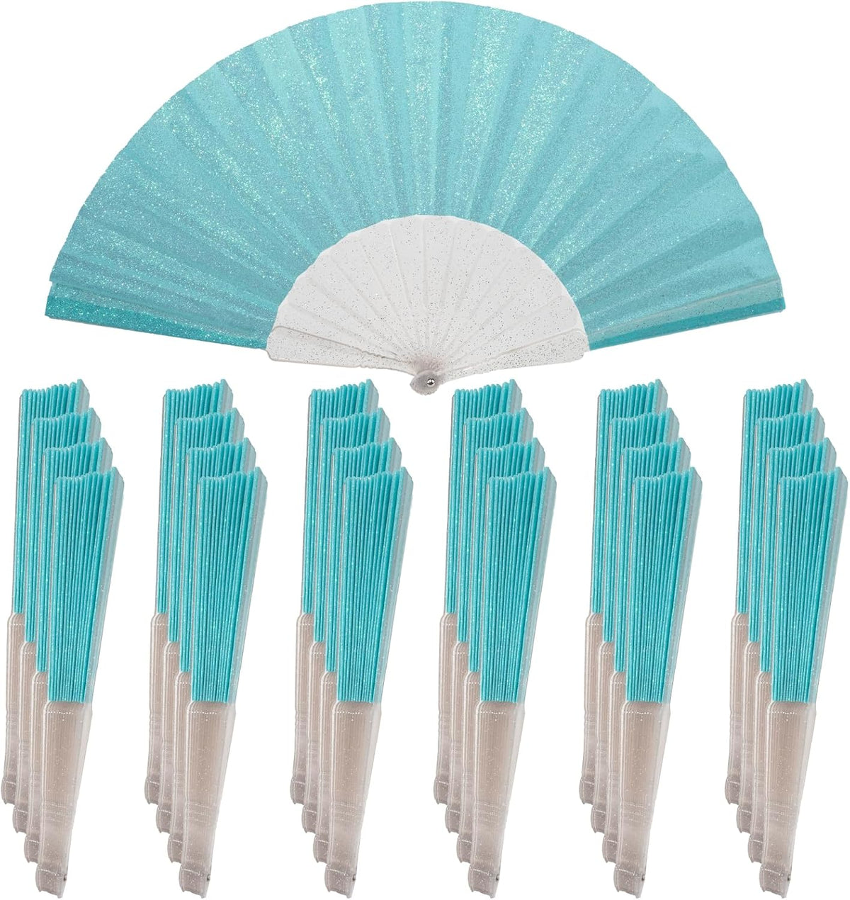 24 Pack Handheld Fan,Folding Hand Glitter Fan with Shining Transparent Fan Rib – Ideal for Wedding