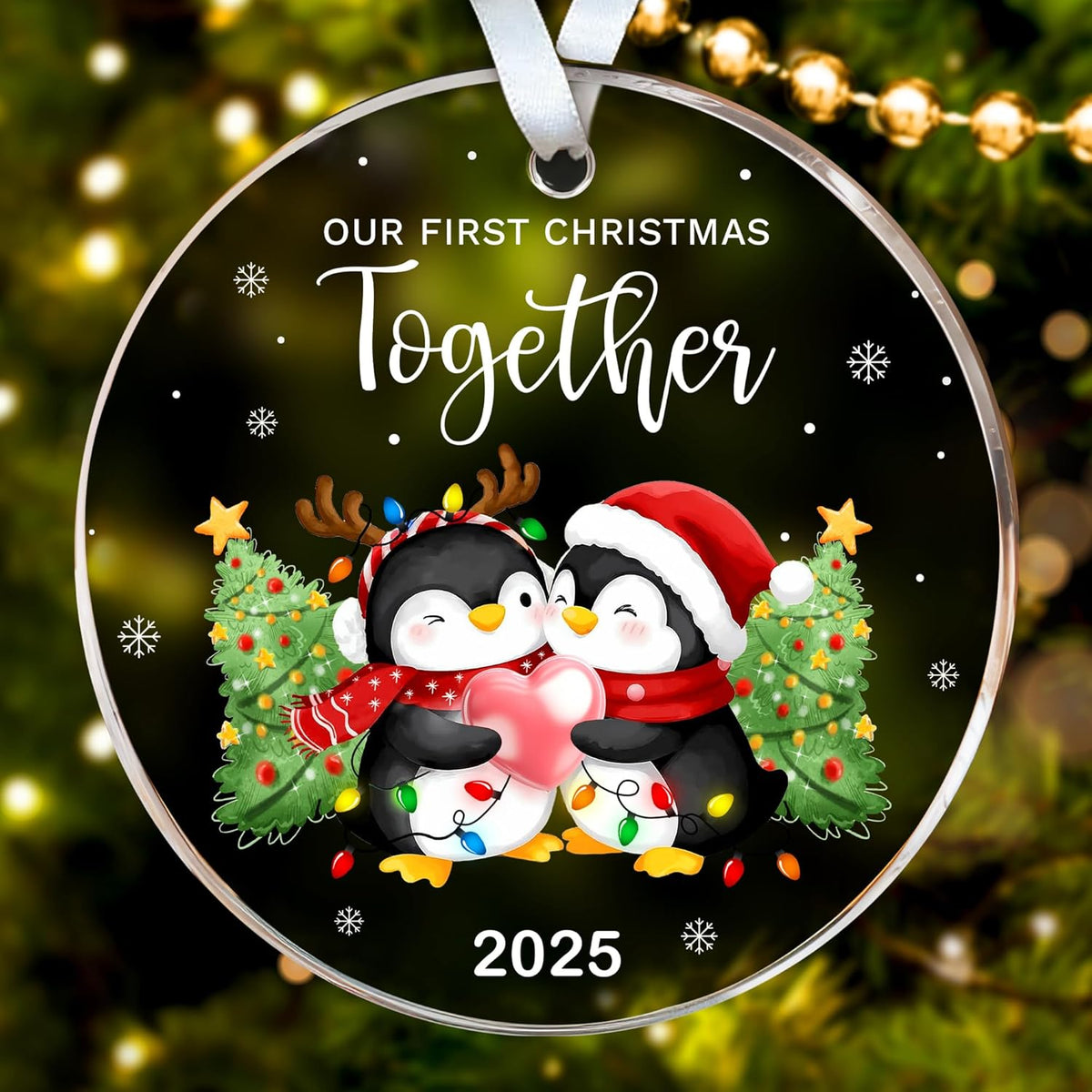 HEXMOZ First Christmas Together Ornament 2025 - Penguin Couples First Christmas Ornament - Couples