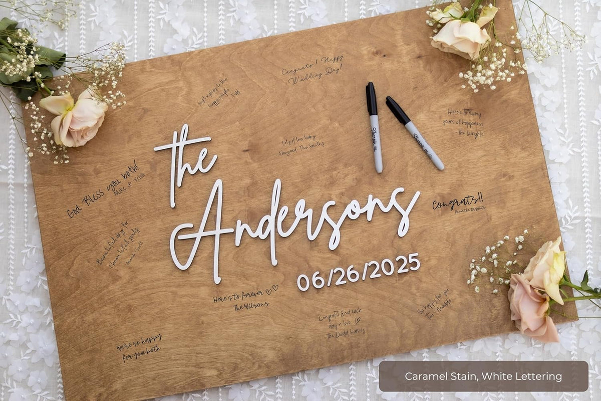 Personalized Last Name Guest Book, Unique Guest Book Sign, Custom Alternative Guest Book, Wooden