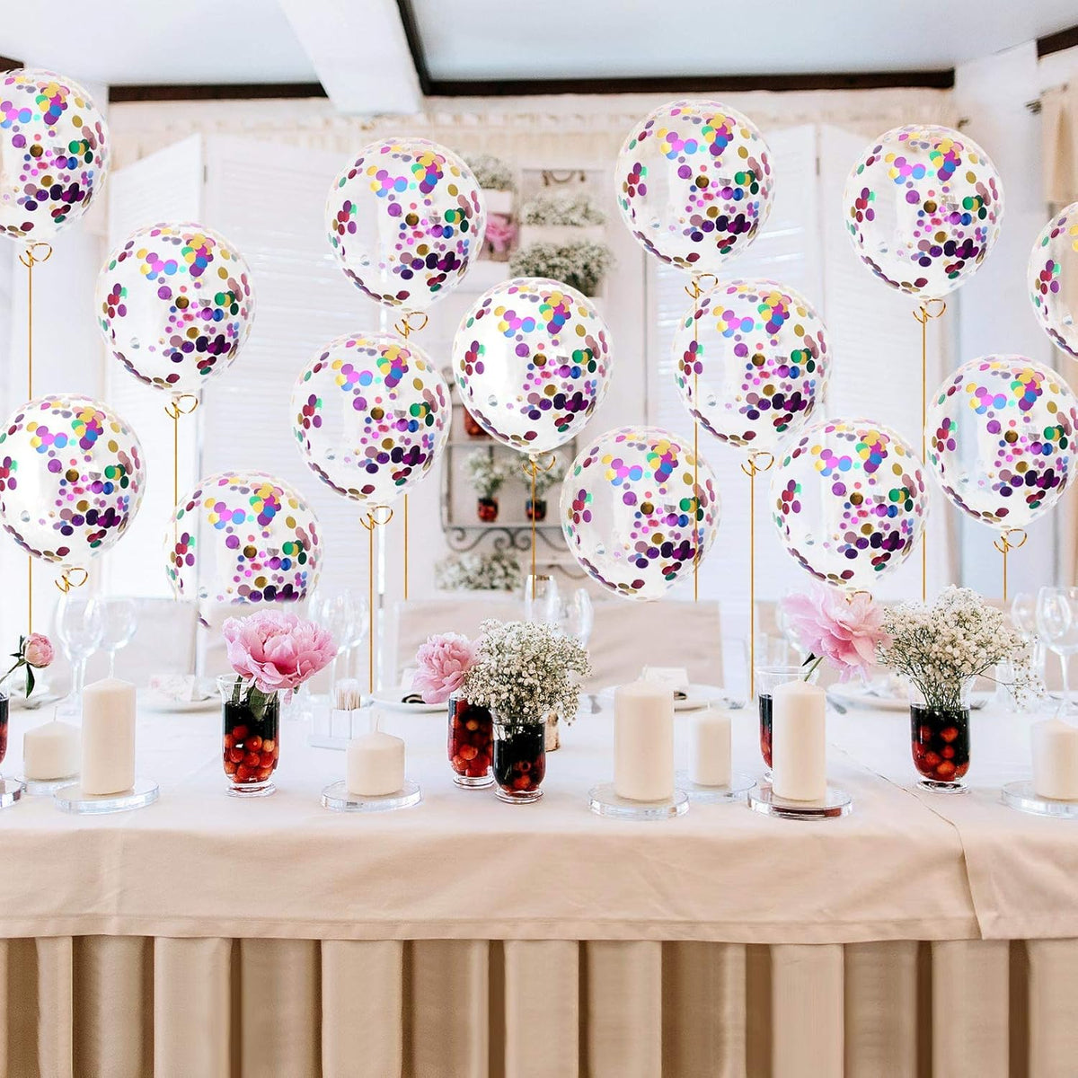 Confetti Balloons 40pack, 12inch Transparent Party Balloons with Colorful Confetti for Graduation