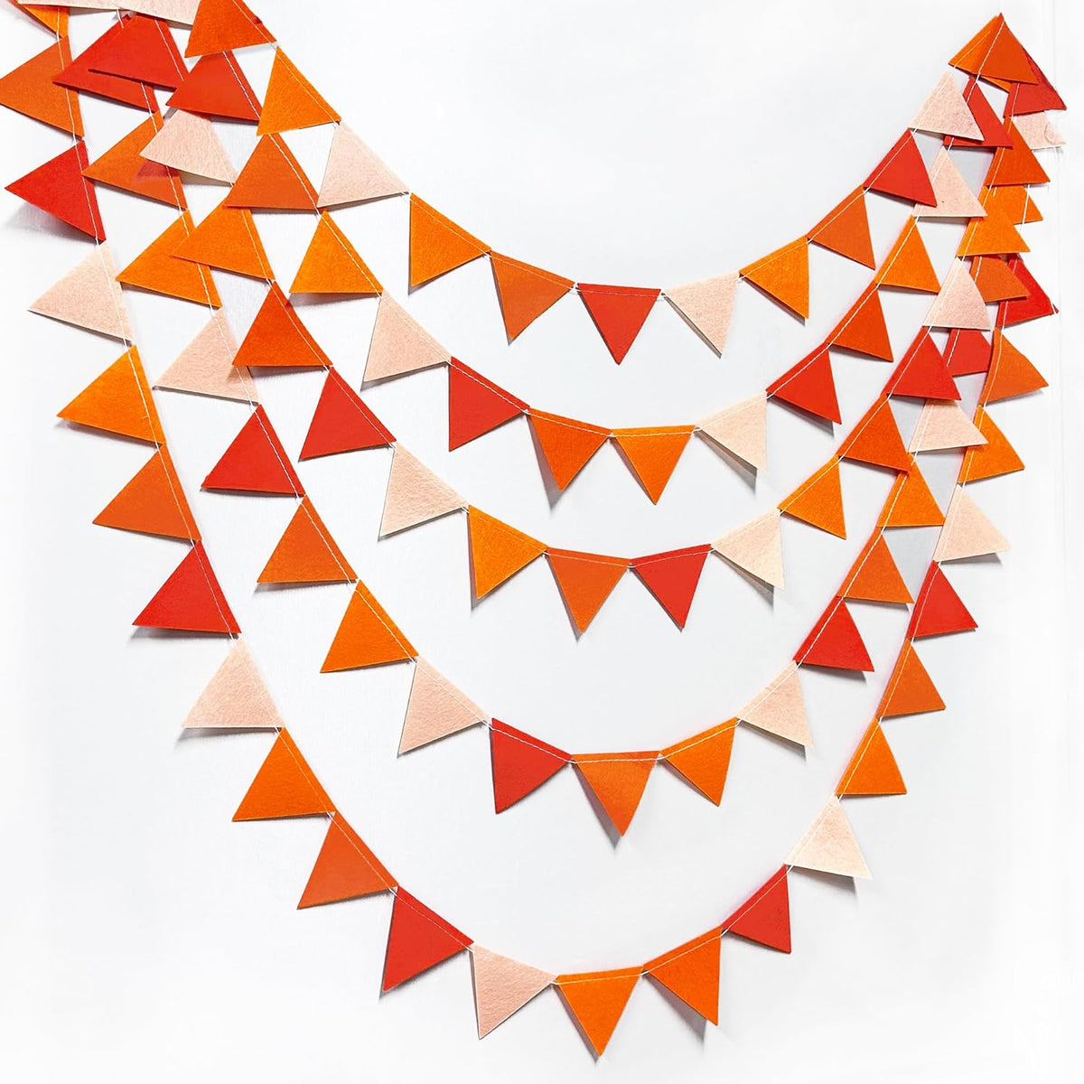 Orange Party Decorations - Ombre Felt Hanging Triangle Mini Bunting Pennant Banner Flag for