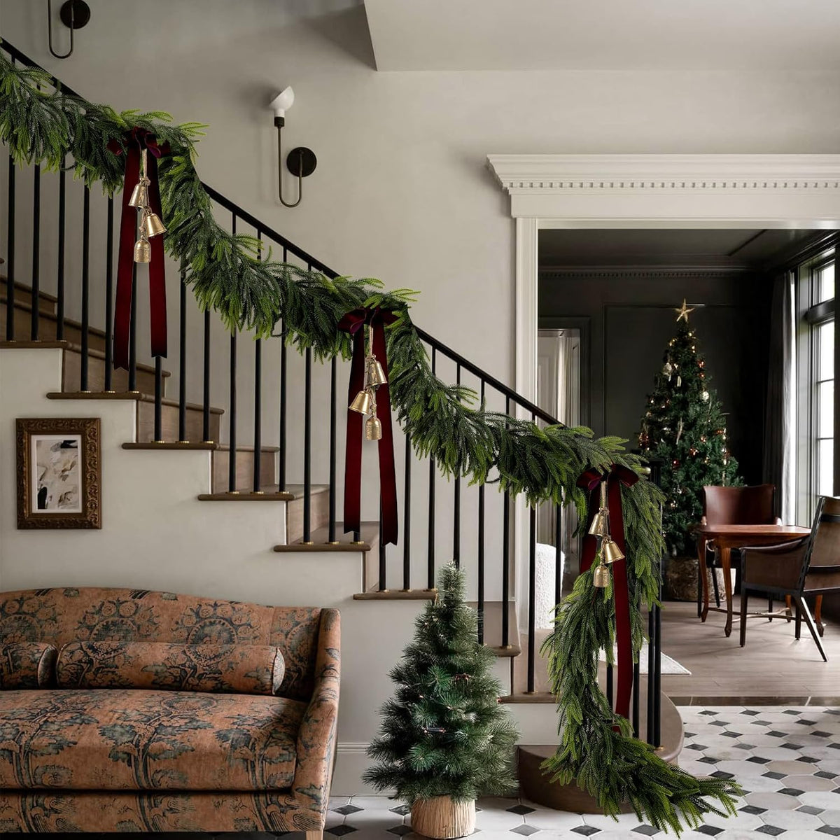 N&T NIETING 6FT Christmas Norfolk Pine Garland Real Touch Pine Artificial Garlands Faux Greenery