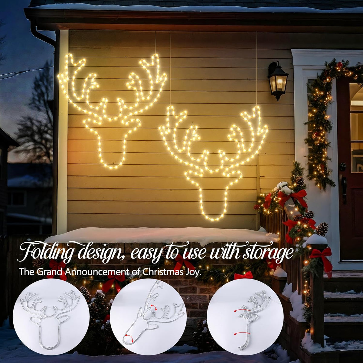 Christmas 32'' Large Reindeer Lights Decoration - 134LED Waterproof Christmas Outdoor Lighted Large