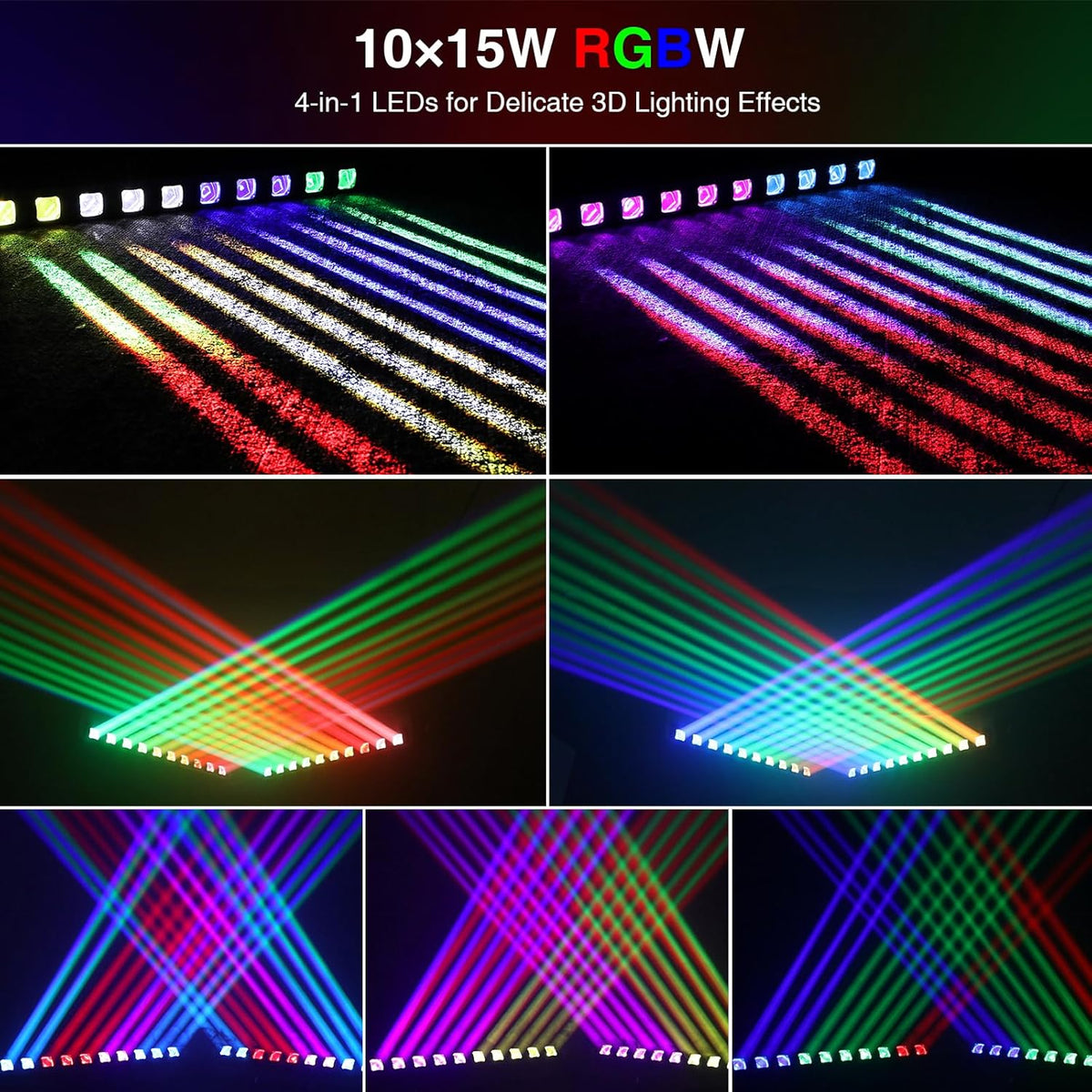 Betopper 10x15w RGBW Moving Beam LED Light Bar,10 Eye Stage Light Strobe Beam Like Spider RGBW 4IN1