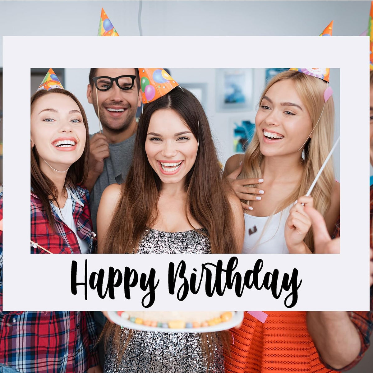 32 x 24 Inch Large Photo Booth Props Picture Frame Happy Birthday Party Frame DIY Cutouts Photo