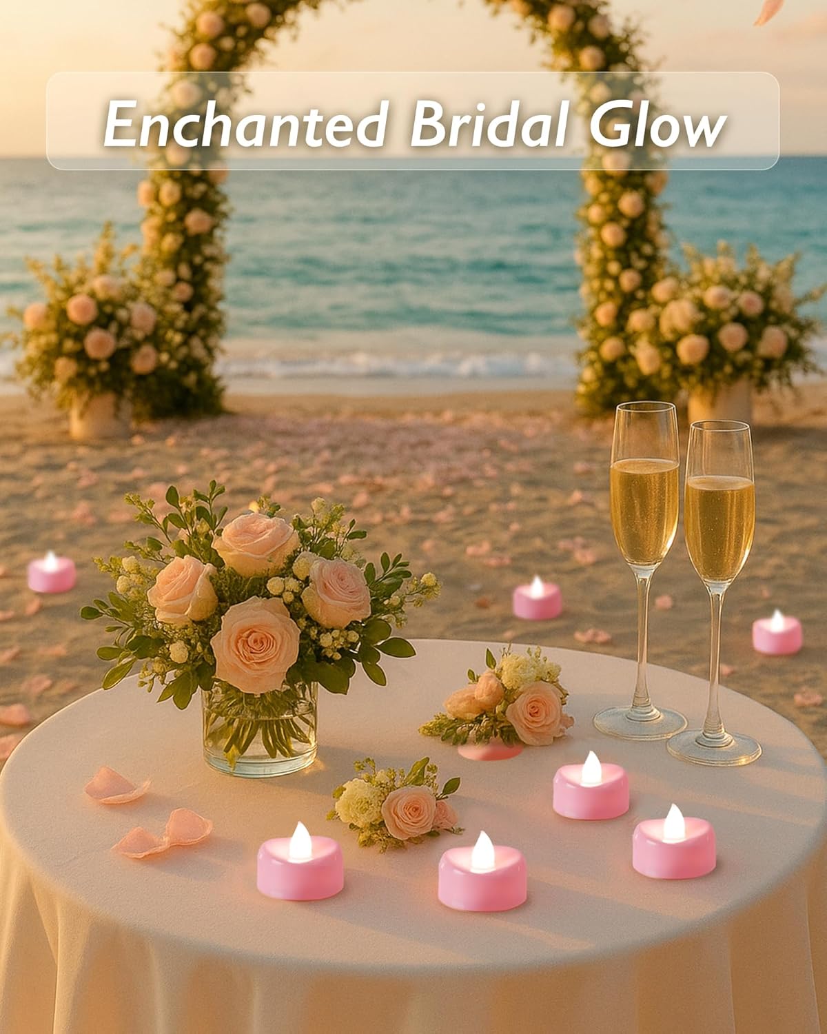 Raycare Pink LED Tea Lights Battery Operated, 200+Hour Flickering Votive Candles,Realistic Fake