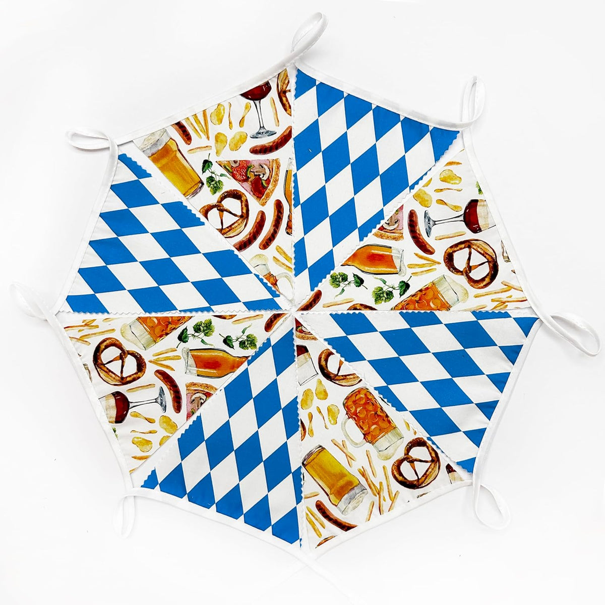 32Ft Oktoberfest Party Decorations Blue Plaid Triangle Flag Fabric Banner Pennant Garland Streamer