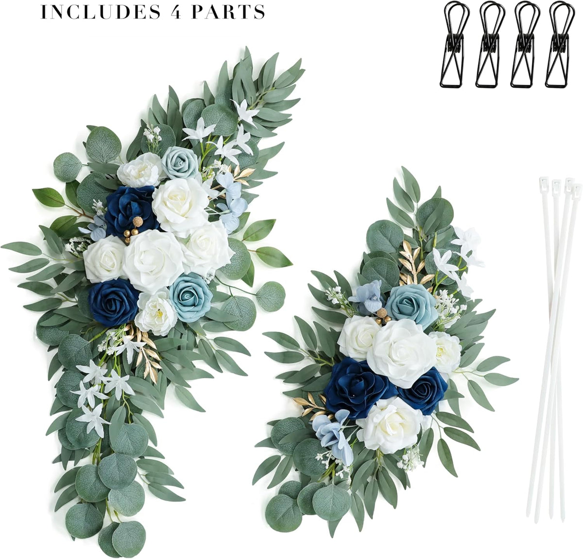 Artificial Dusty Blue Wedding Arch Flower Swags Set of 2 for Welcome Signs Floral and Wedding