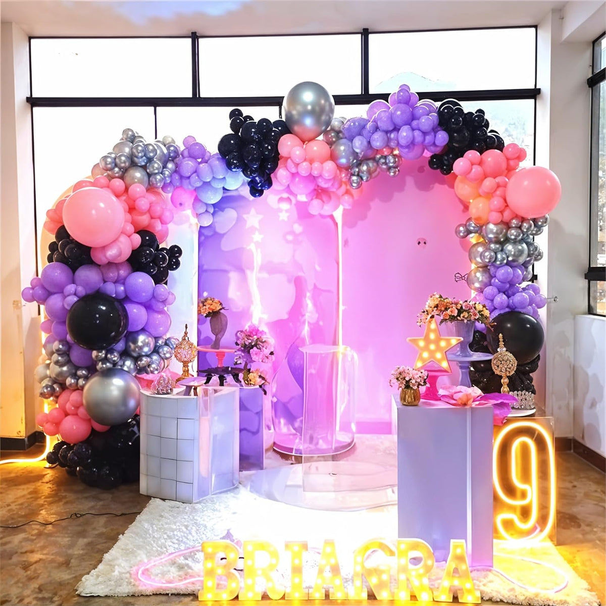 Halloween Balloons, 60pcs 12 Inch Black Pink Purple Latex Balloons for Girls Women Halloween