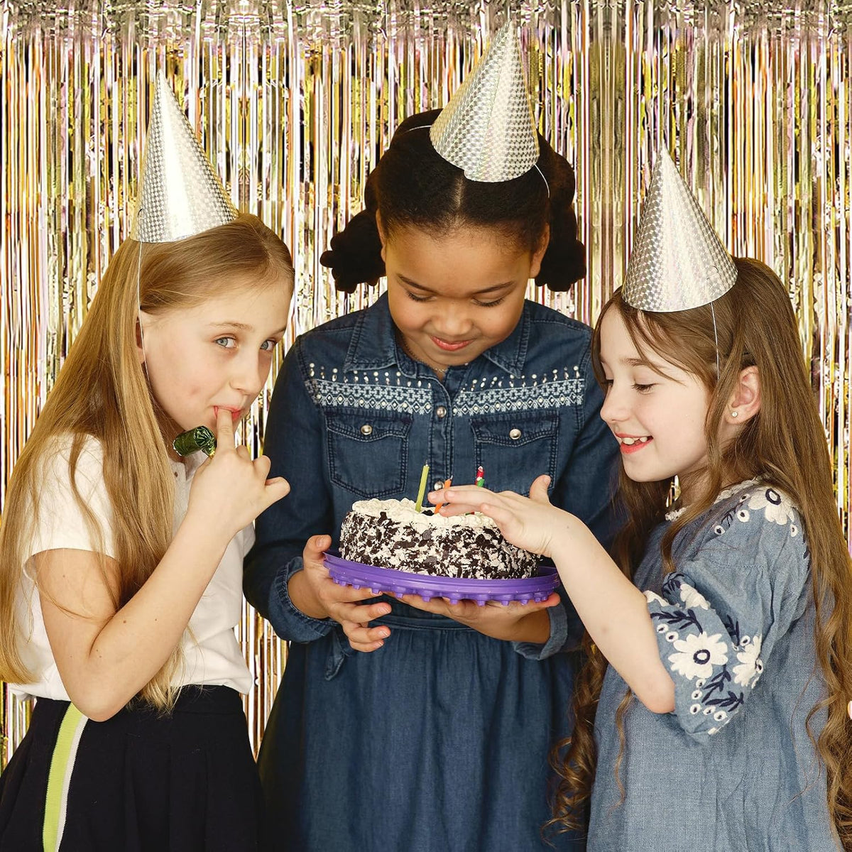10 Pack Champagne Gold Backdrop Curtain 3.2ft x 8.2ft Metallic Tinsel Foil Fringe Curtains Photo
