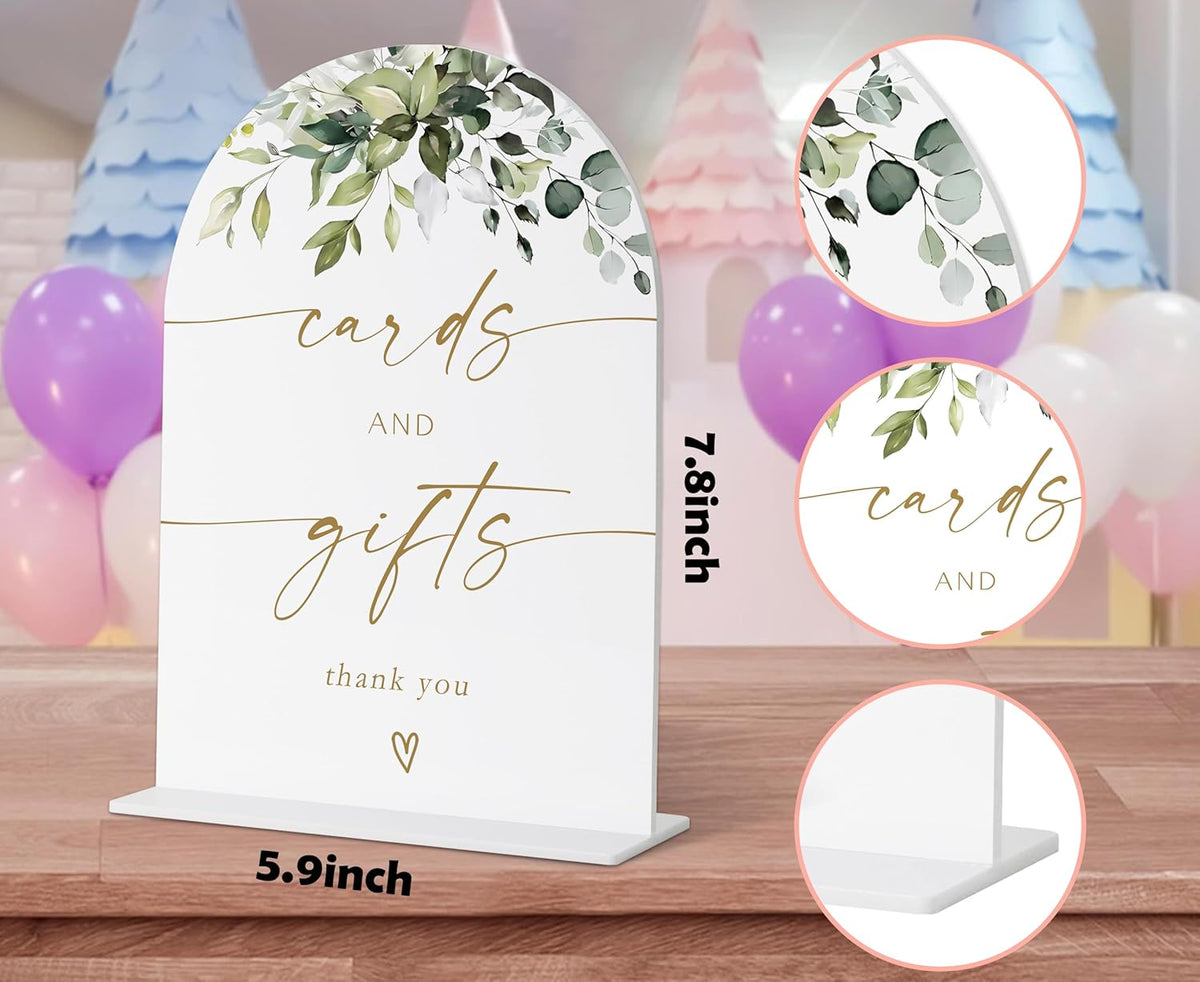 Cards and Gifts Sign, Gift Table Sign, Greenery Gold Bridal Shower Decorations, Wedding Signs for