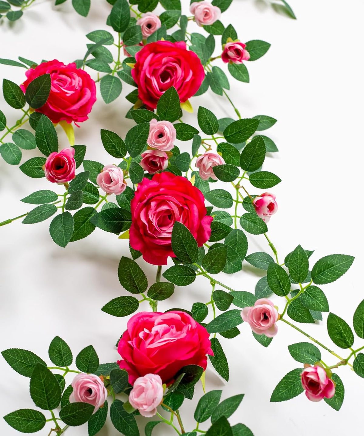 6FT Bendable Rose Flower Garland, Realistic Artificial Wild Rose Vine Flowers with 3D Butterflies