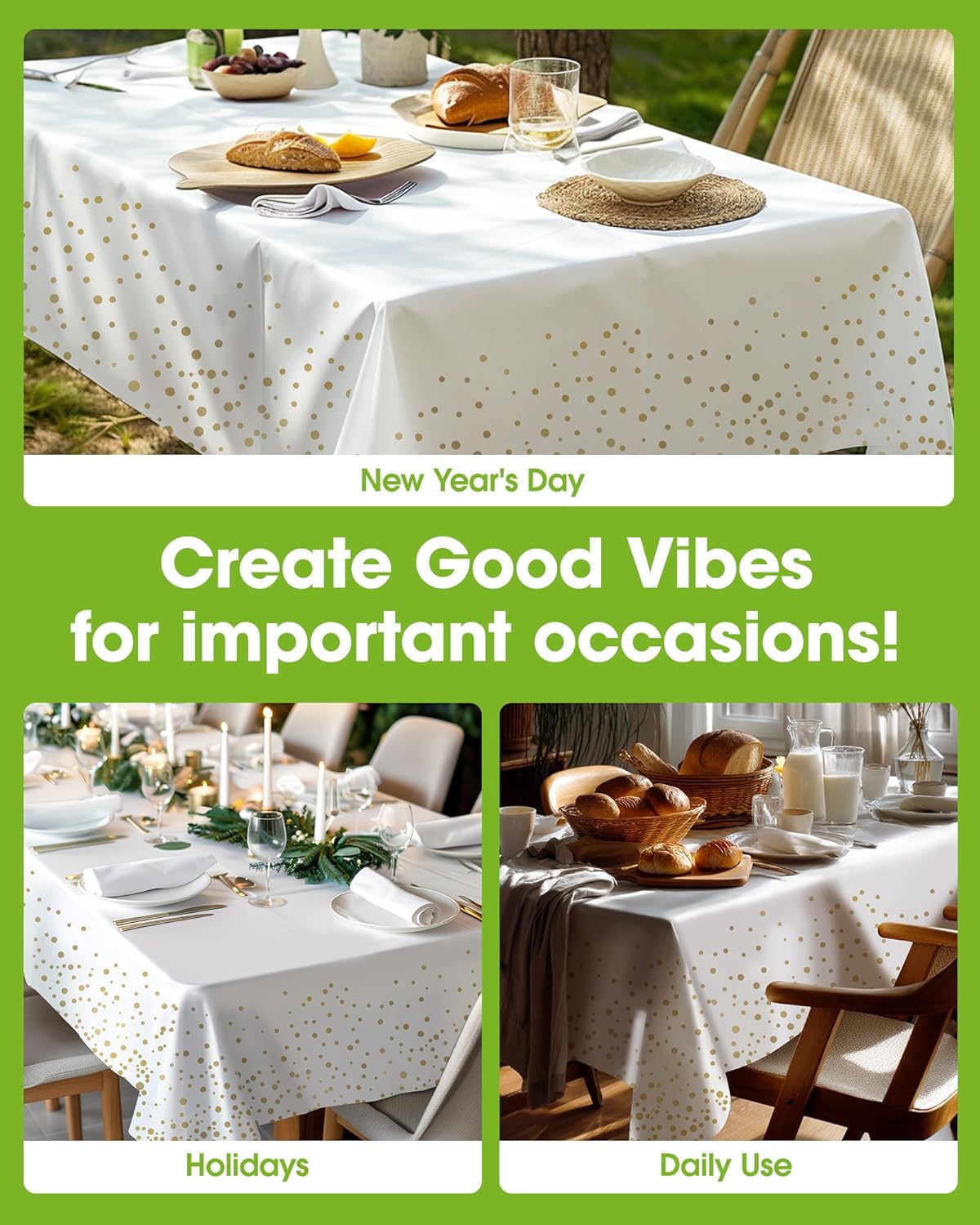 Pureegg Plastic Table Cloth Disposable 10 Pack, 54 x 108 Inch Table Cloths, Graduation Decorations