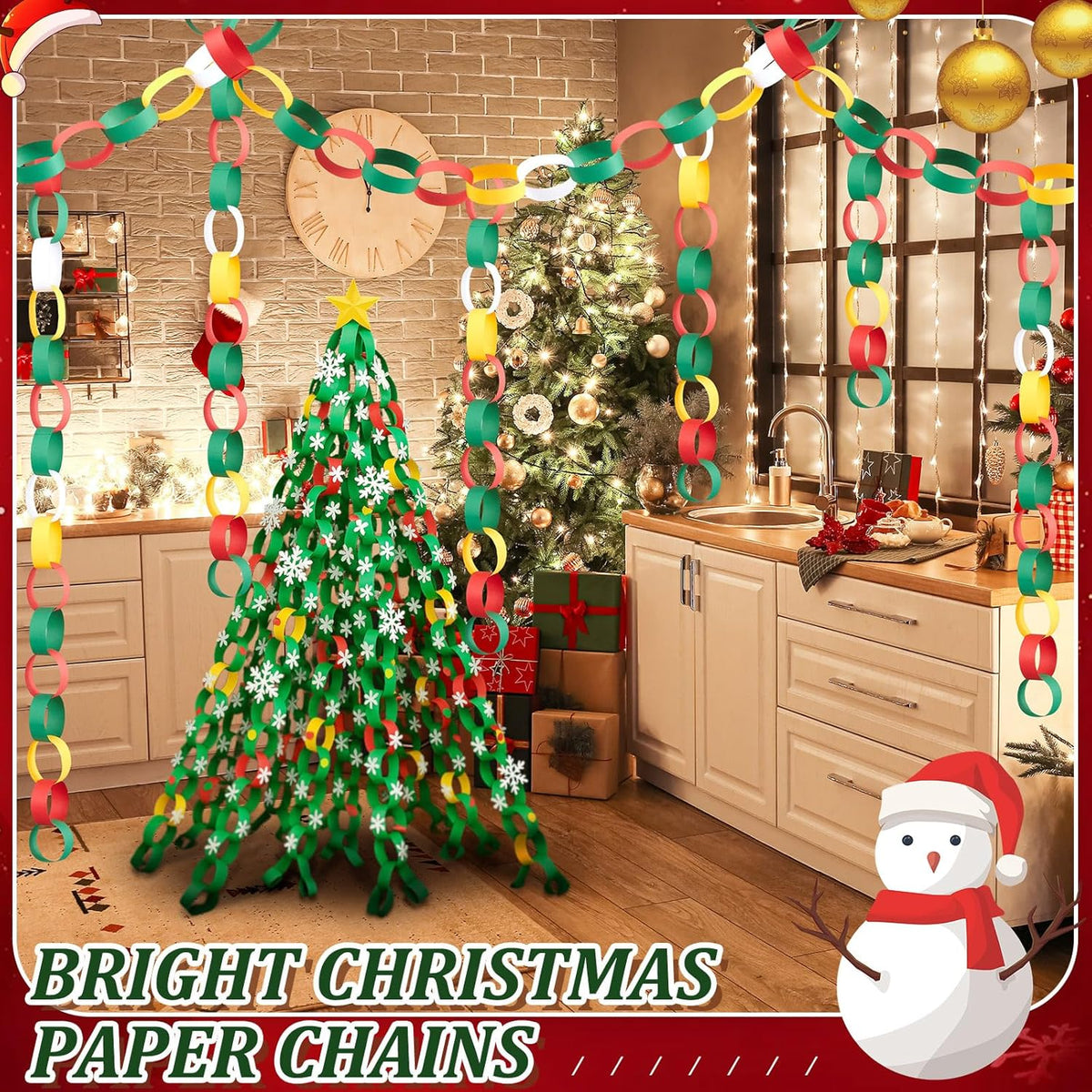 Lincia 600 Sheet Halloween Paper Chain Garland, Construction DIY Crafts Chain Strip for Fall