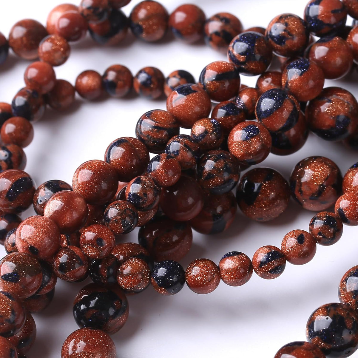 Galaxy Blue Gold Sandstone 4MM Stone Beads for Jewelry Making DIY Craft Gemstone Beads Kit (4mm