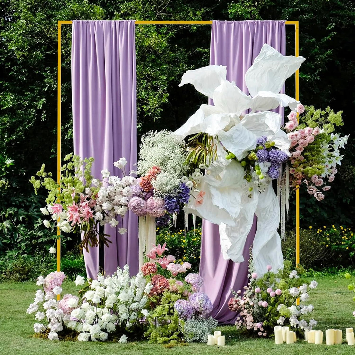 Asee'm 6.6FTx5.2FT Gold Wedding Arch Backdrop Stand Square Metal Rectangular Arch Frame for