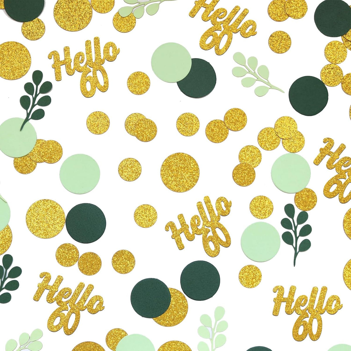 300PC Gold Glitter and Sage Green Happy 60th Birthday Decorations for Men/Woman Greenery 60th