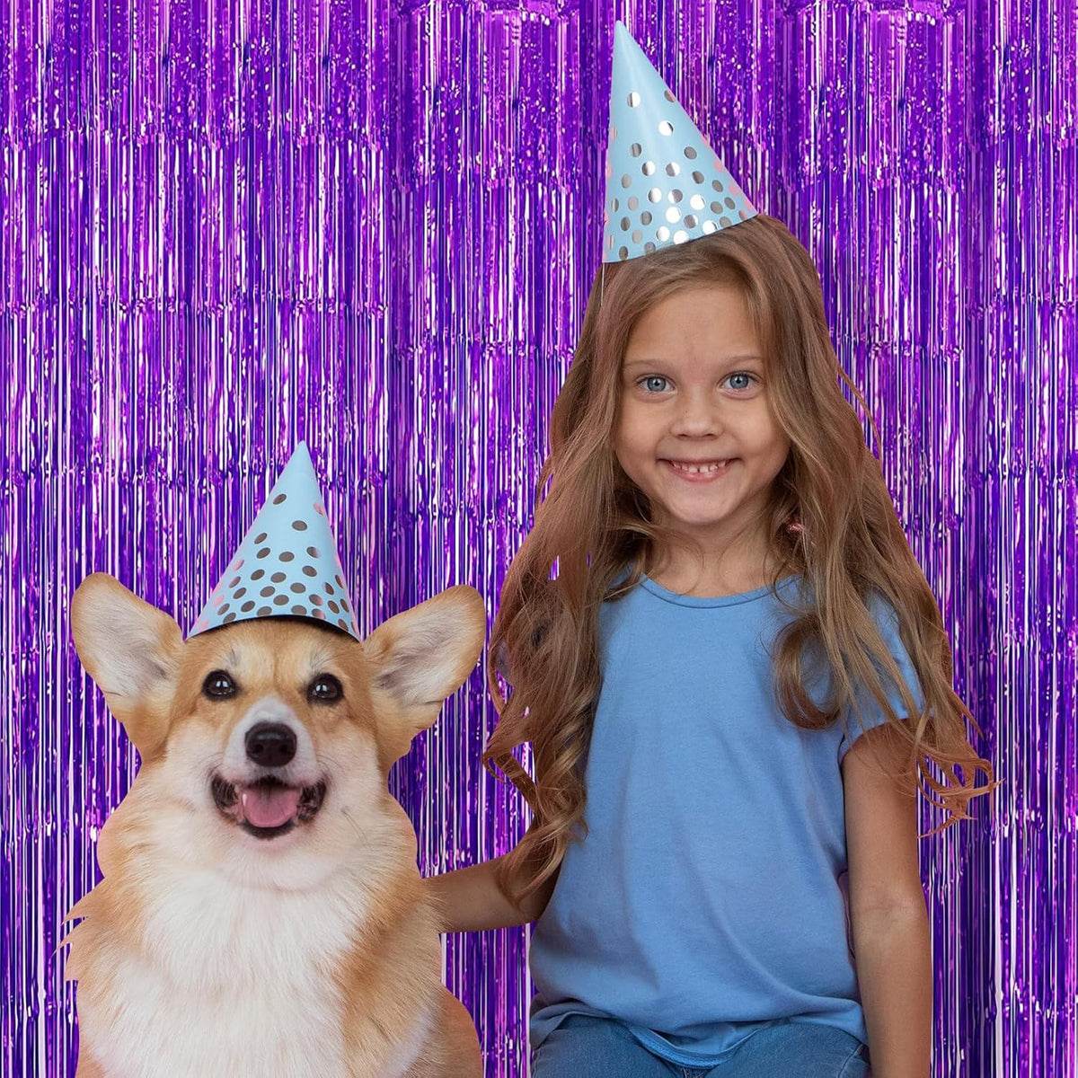 10 Pack Purple Backdrop Curtain 3.2ft x 8.2ft Metallic Tinsel Foil Fringe Curtains Photo Booth