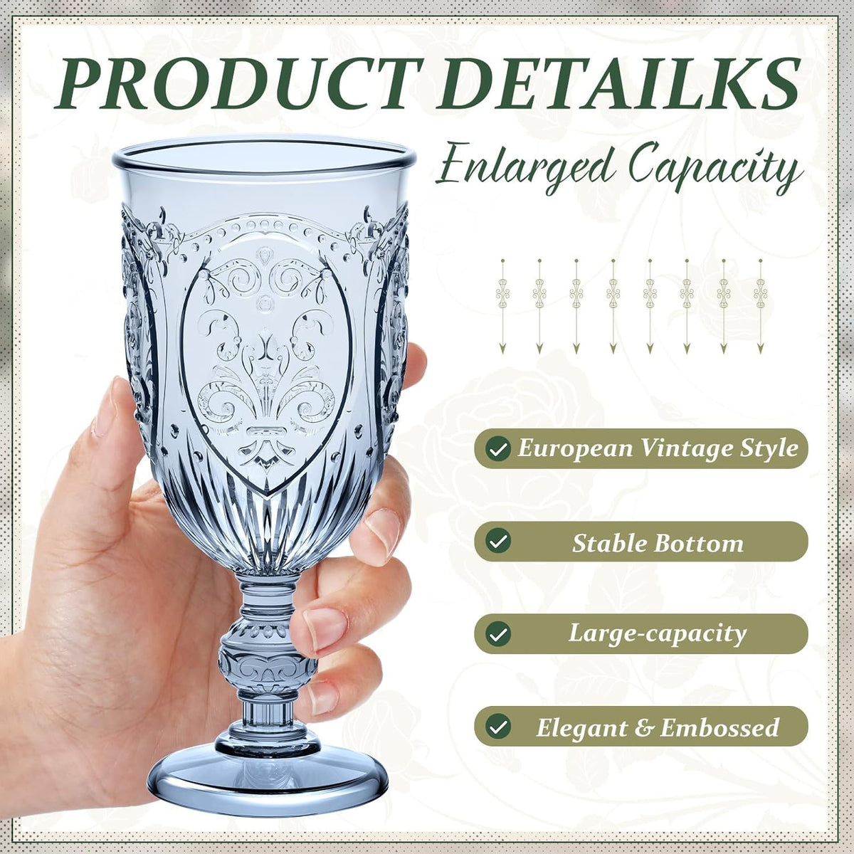 60 Pack Plastic Goblets 10oz Upgrade Vintage Water Goblet Plastic Wine Glasses Colored Retro
