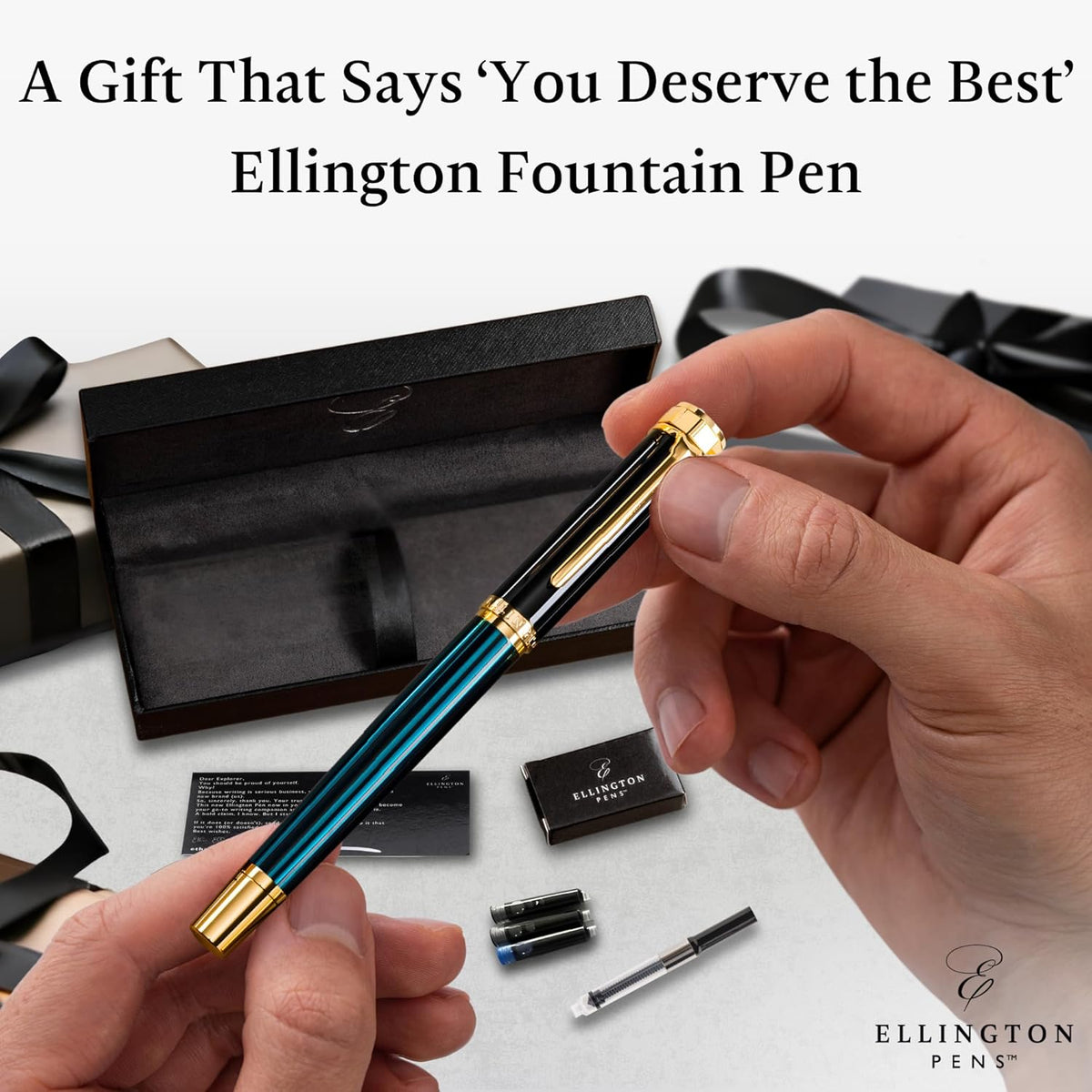 Ellington Pens Luxury Fountain Pen Set- Fountain Pens for Writing - Smooth Medium Nib - Includes