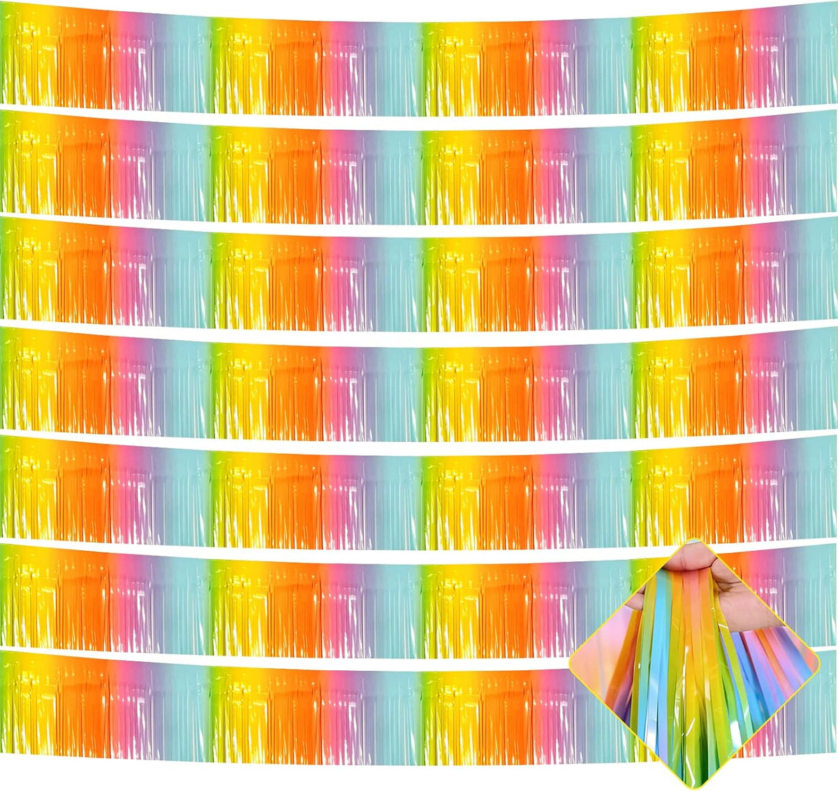 10 Pack 10 Feet Foil Fringe Garland Metallic Tinsel Streamers Banner Wall Hanging Curtain Backdrop