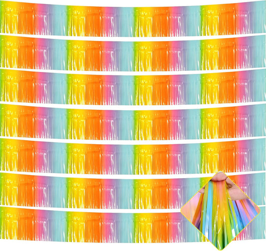 10 Pack 10 Feet Foil Fringe Garland Metallic Tinsel Streamers Banner Wall Hanging Curtain Backdrop