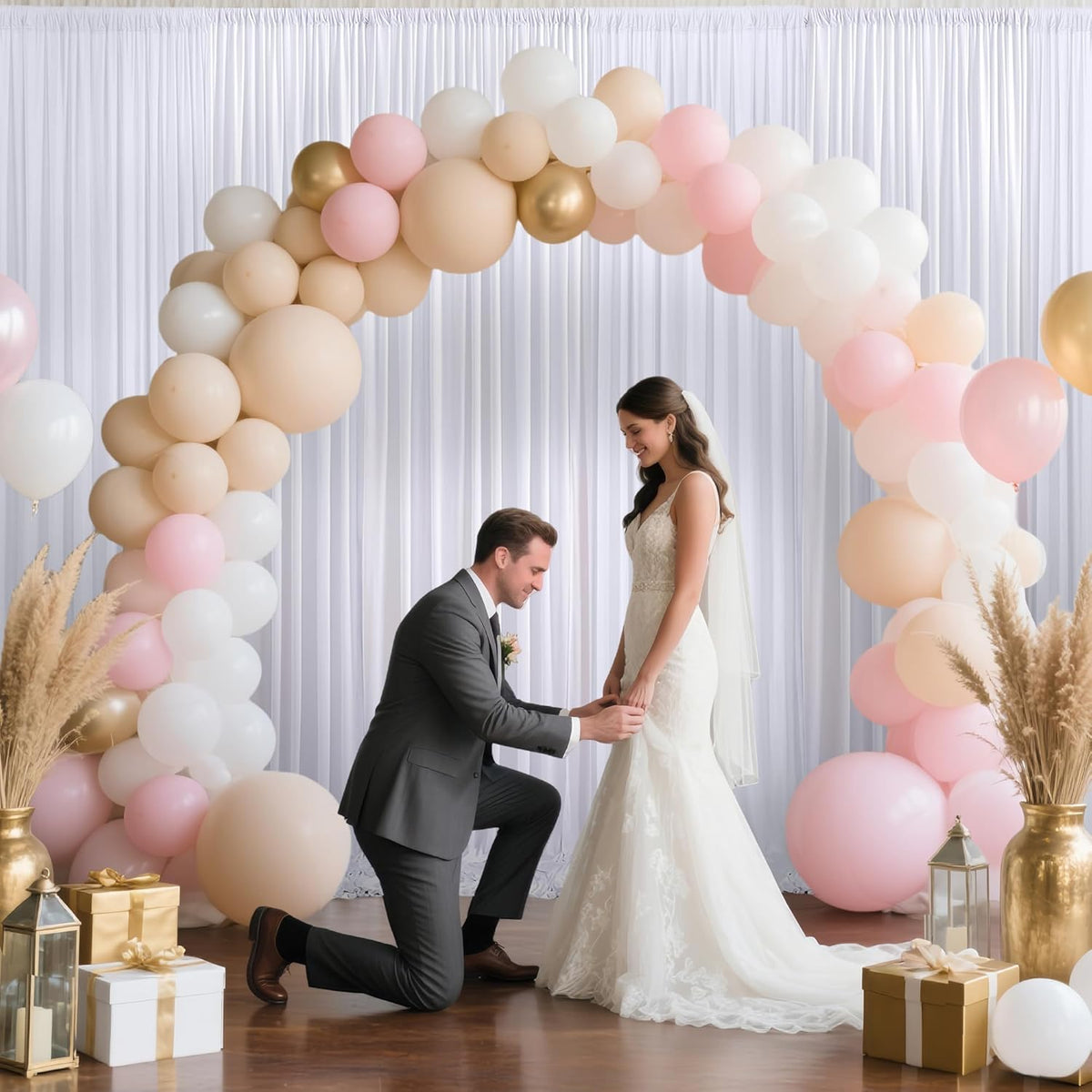 30x10ft Backdrop Curtains for Parties, 6 Panels 5x10ft Photography Backdrop Curtain with Rod