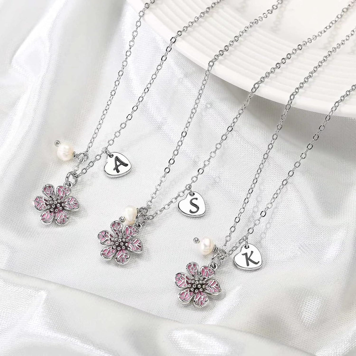 IEFLIFE Flower Girl Gifts - 14K-Gold-Plated Heart Initial Necklace Wedding Gift for Girls