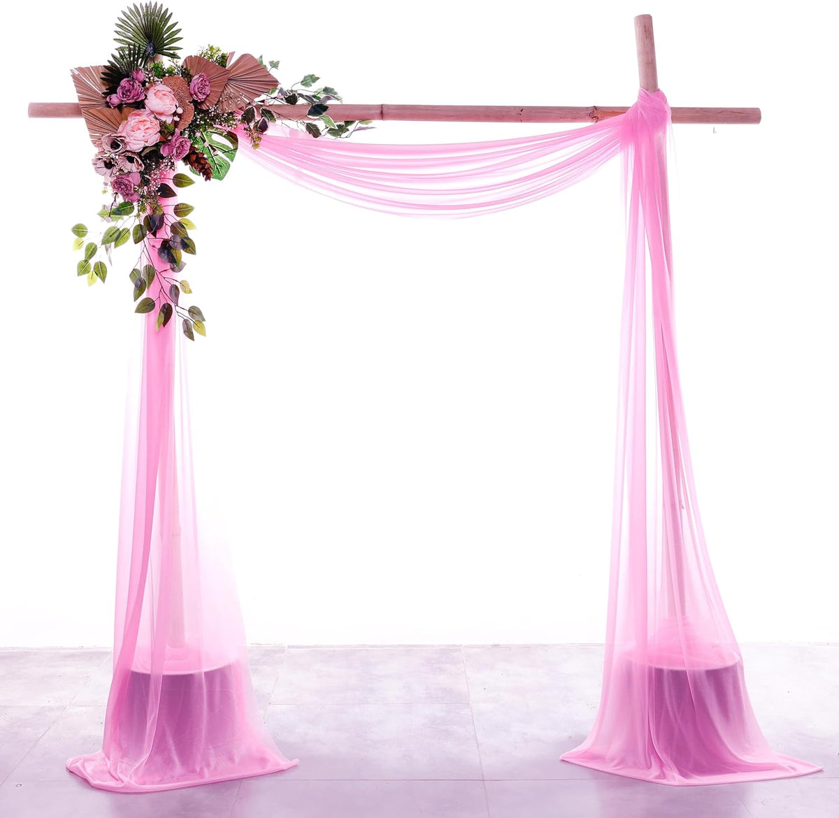 VDS Pack of 2 Panel (30 Inch X 30 Feet) Wedding Arch Draping Fabric Sheer Chiffon Fabric Drapery