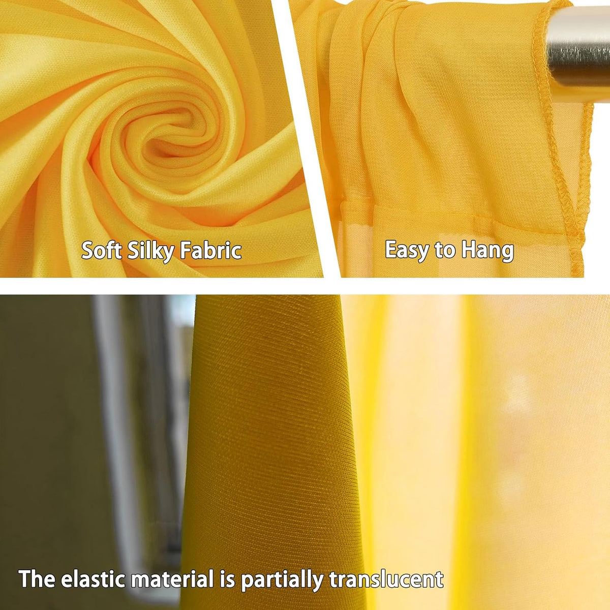 10 x 10 Feet Yellow Backdrop Curtain for Partie, Background Curtains for Photoshoot, Birthday