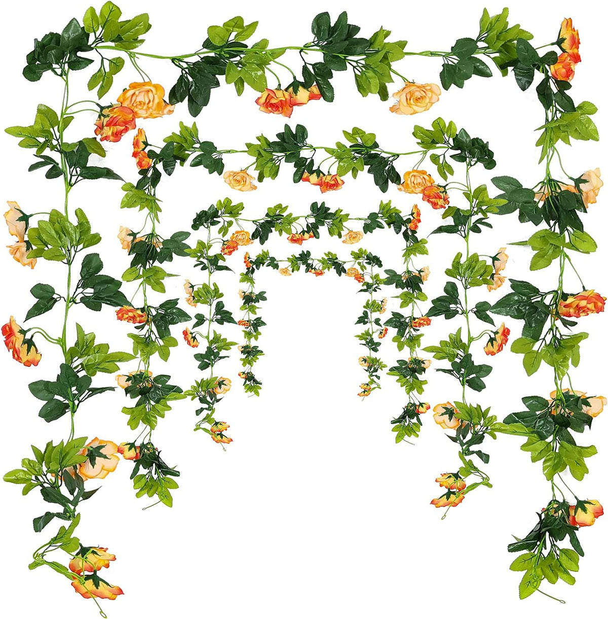 JUSTOYOU 2 Pack (15.8FT) Fake Rose Garland, Artificial Rose Vines Flowers Hanging Silk Rose Vine