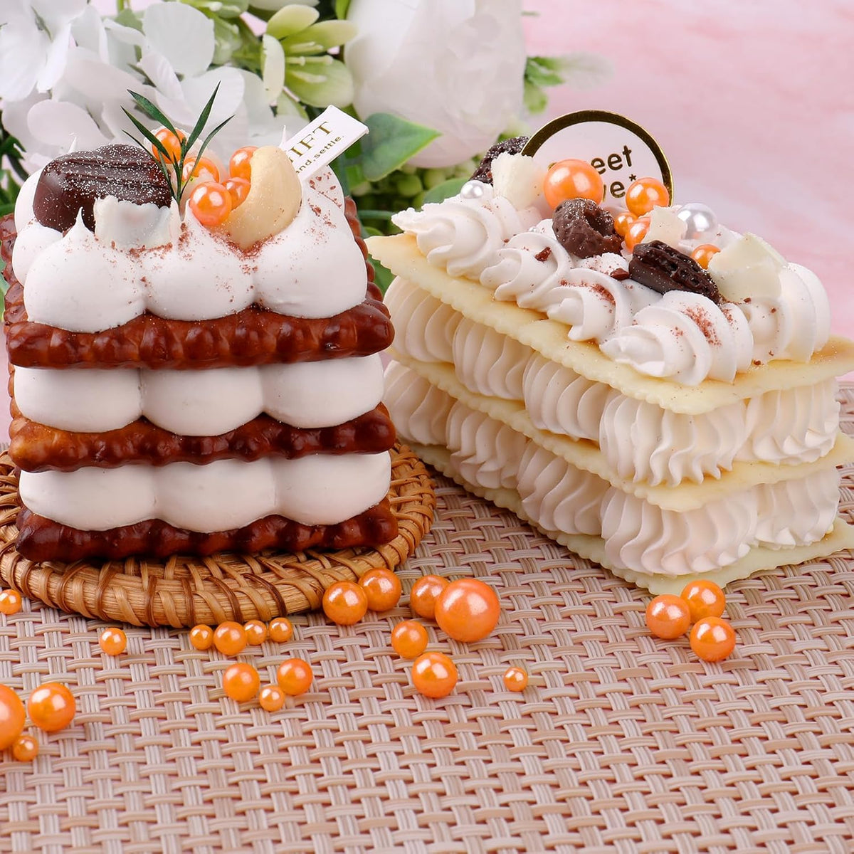 Orange Pearl Sprinkles for Cake Decorating, 11.3 Oz Edible Pearls Sugar 4 Sizes Gift Box Set for