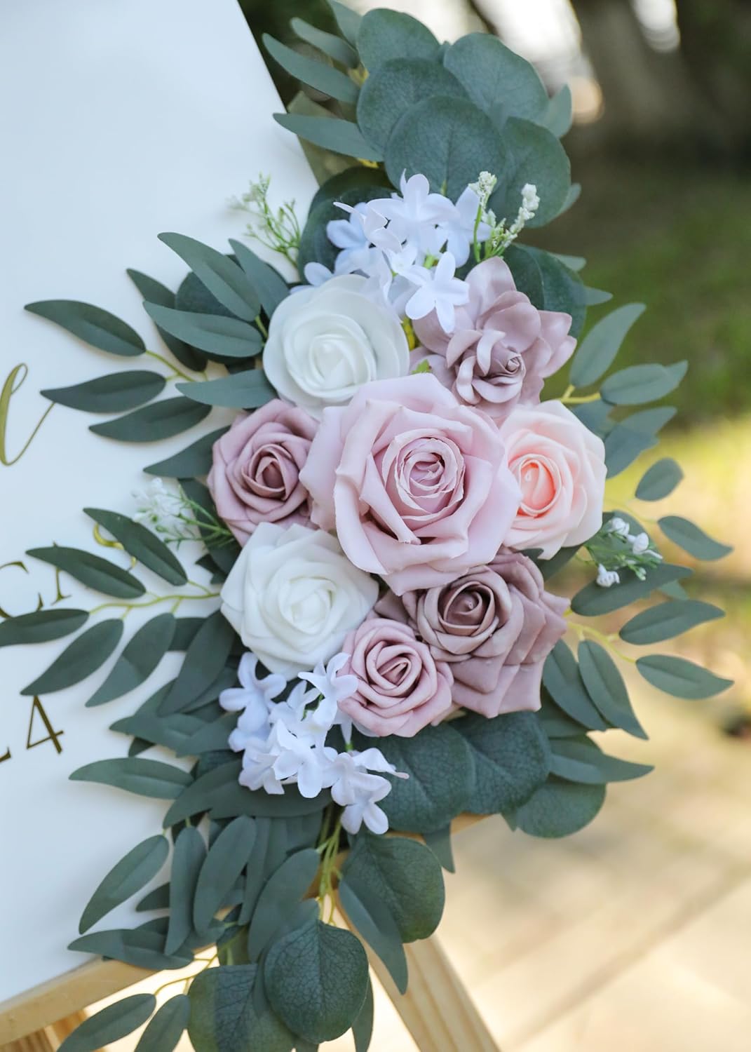 Artificial Dusty Rose Wedding Arch Flowers Swags Set of 2 for Welcome Signs, Ceremony & Reception