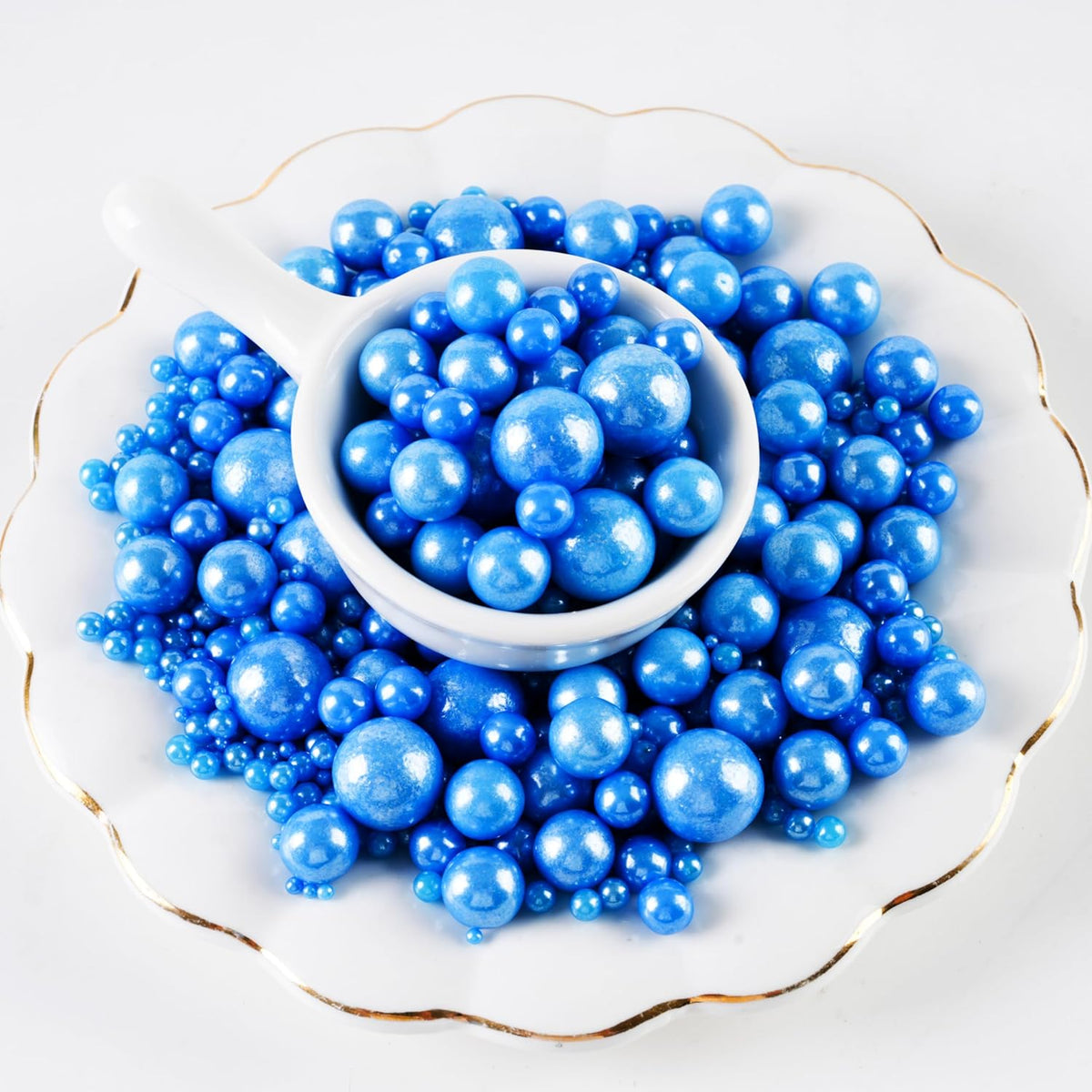 Kasvan Royal Blue Pearl Sugar Sprinkles - Edible Candy Pearls 130g/4.58 Oz, Mix Size, Baking Cake